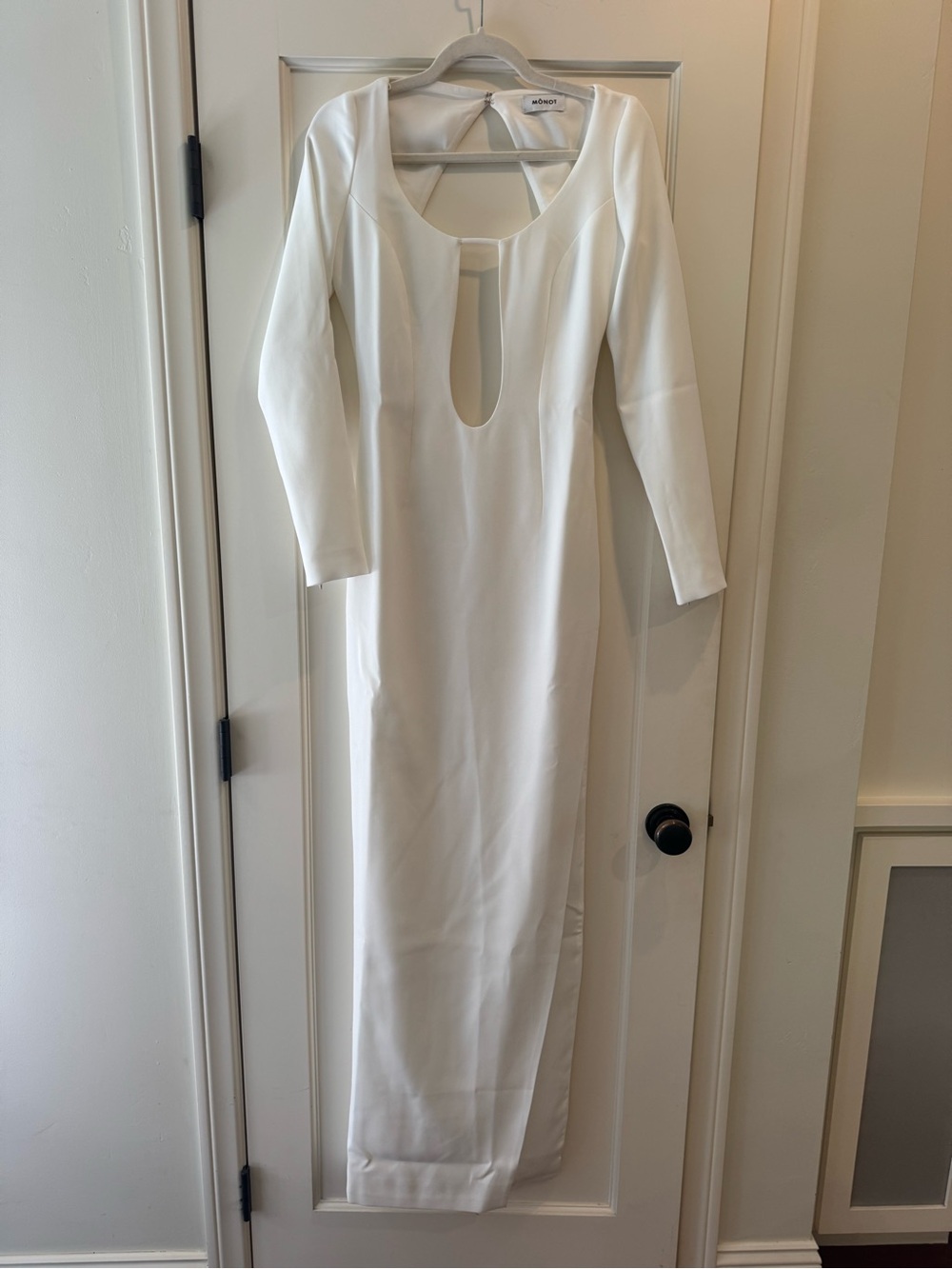 Aje White Long Sleeve Maxi Dress with Front Cutout